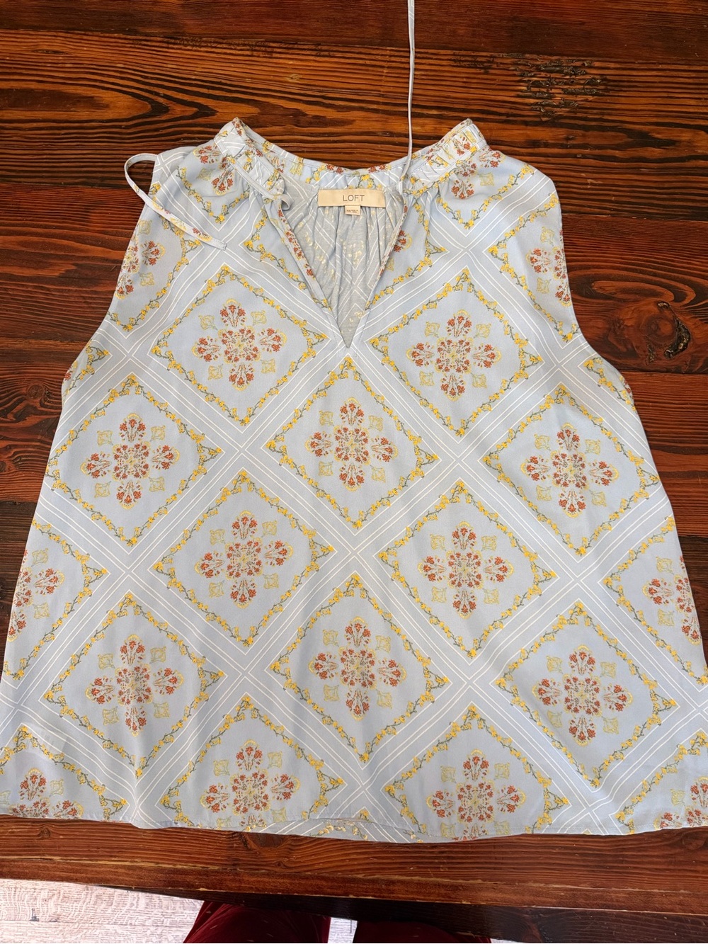 LOFT Light Blue Floral Medallion Sleeveless Camisole